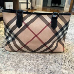 Burberry Nickie Tote Nova Check Coated Canvas Small Bag